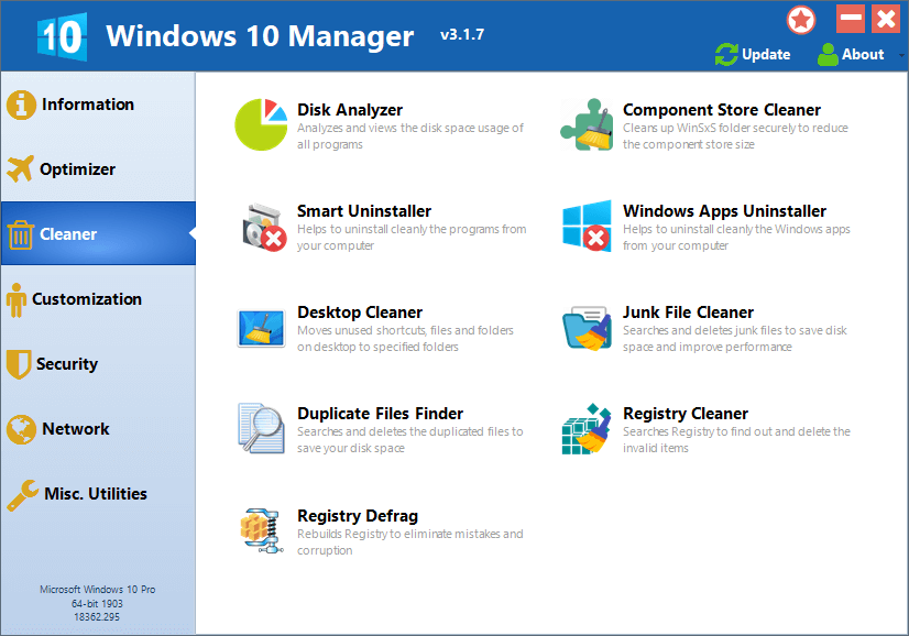 Yamicsoft Windows 10 Manager s1